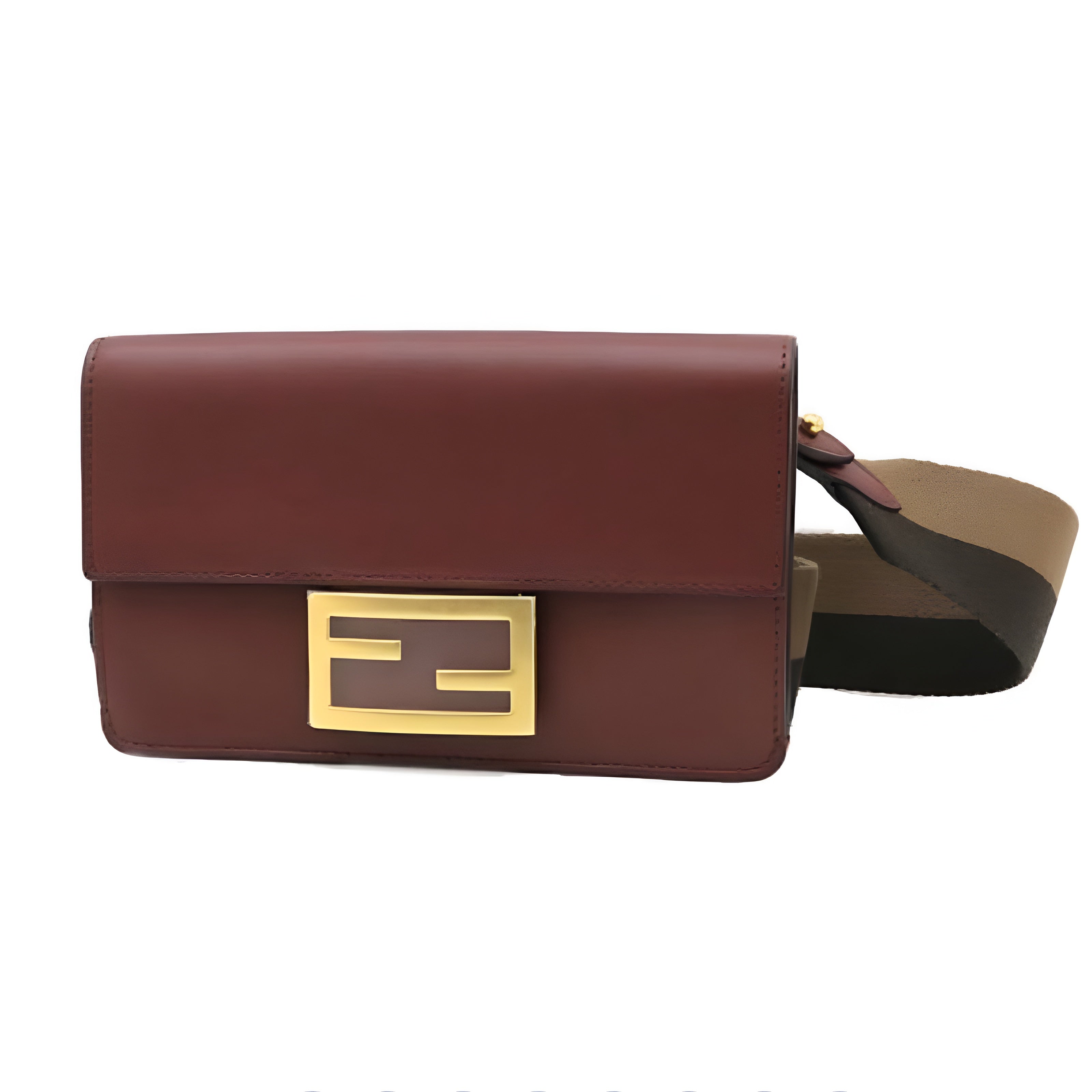 Fendi Flat Baguette Dark Brown Slim Shoulder Bag Authentic Previously Owned
