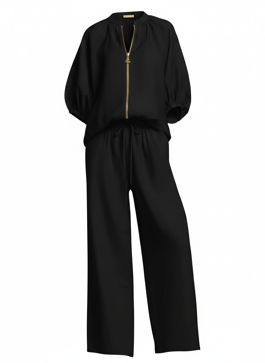 Solid Wide-Leg 2-Piece Pant Set -Editor’s Pick
