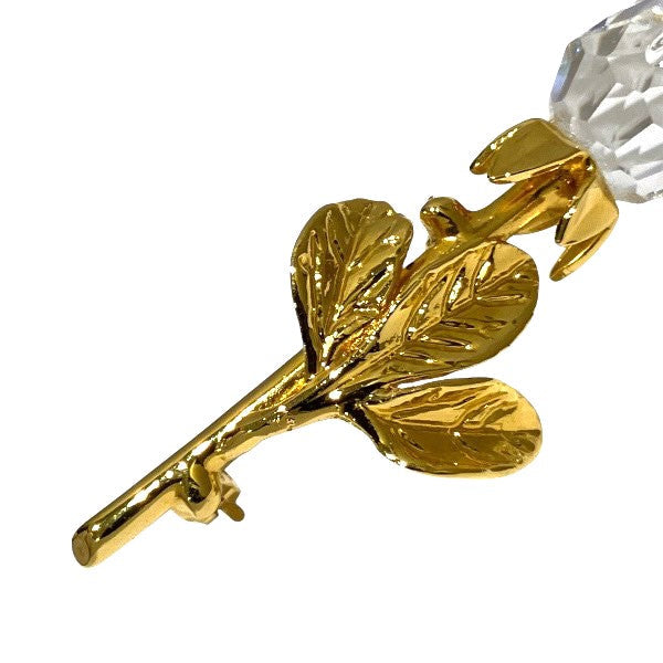 Swarovski Crystal Rose Brooch – Gold-Plated Vintage-Inspired Floral Pin – 100% Authentic Previously Owned