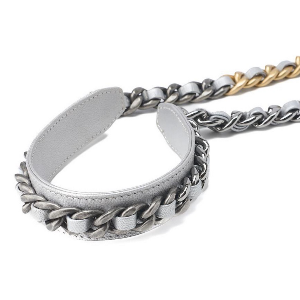 CHANEL 19 Matelassé Chain Shoulder Bag Lambskin Silver – Near-New Condition Previously Owned Authentic