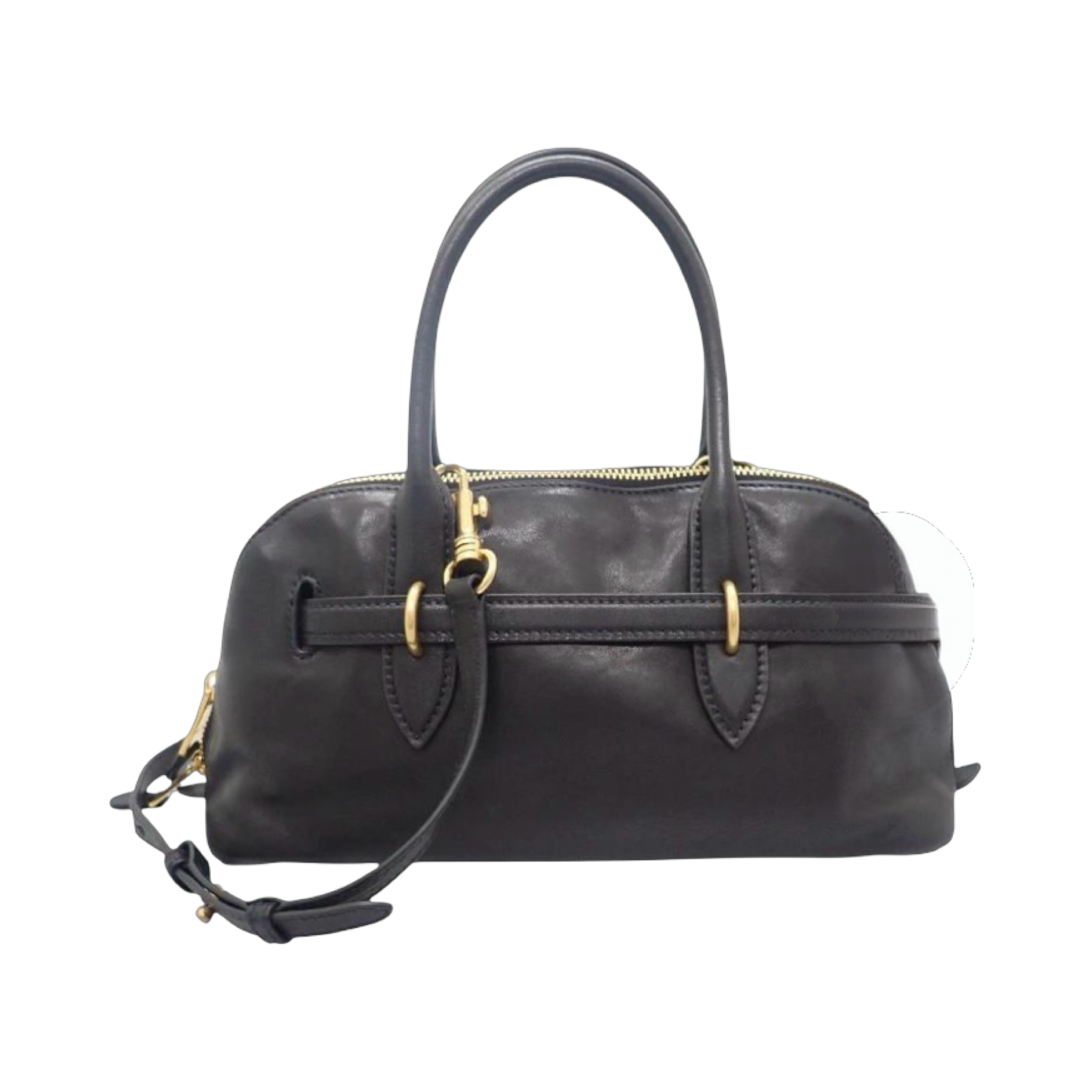 Miu Miu Aventure Top Handle Lambskin Black Gold Hardware 2-Way Shoulder Bag Previously Owned Authentic