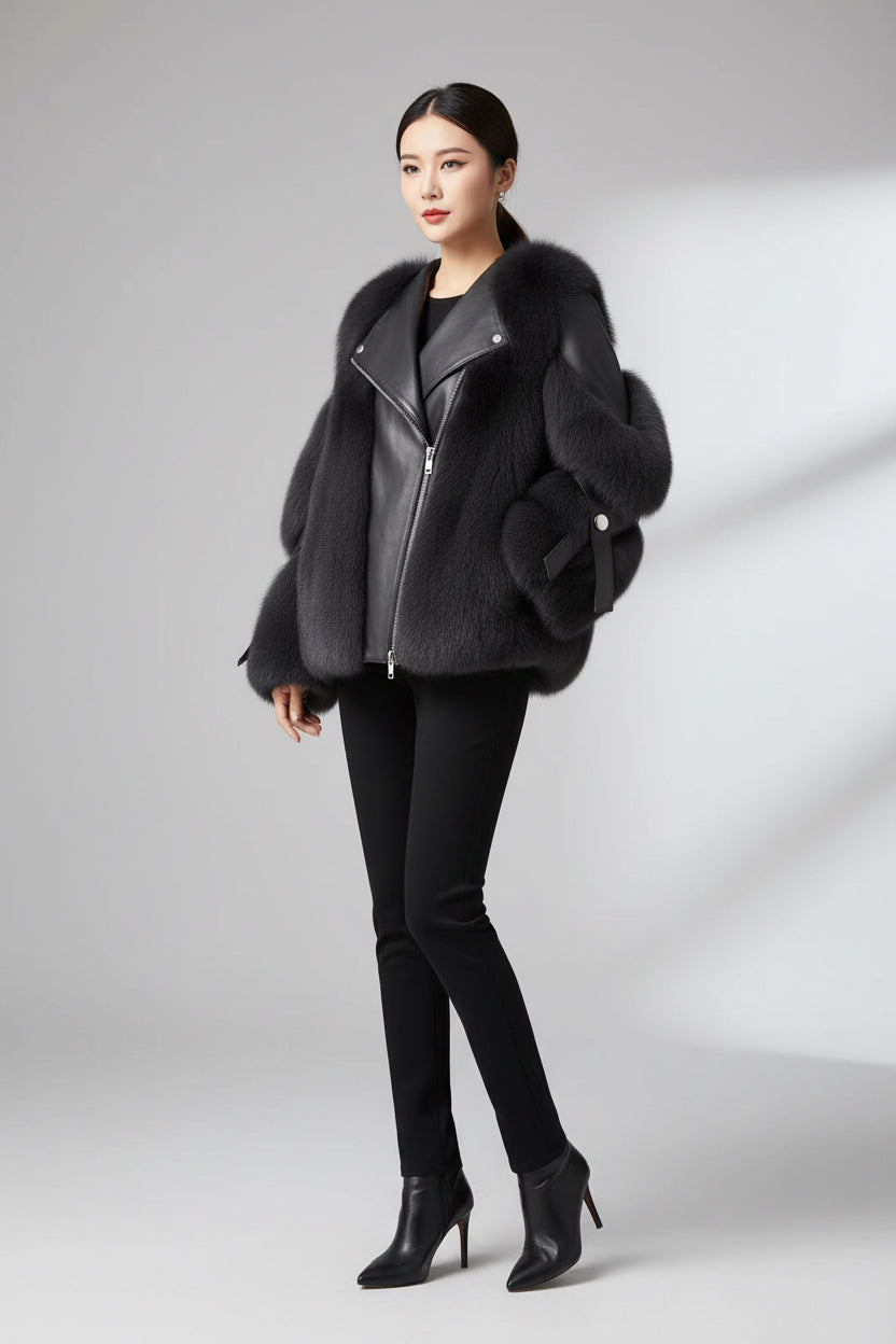 Women’s Winter Faux Fur Jacket 2026 – Short Plush Motorcycle Coat – Soft Warm Outerwear