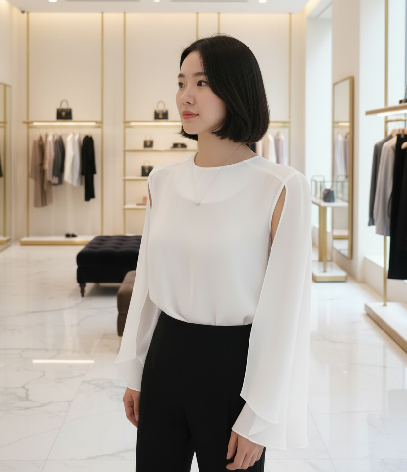 Chiffon Cape Sleeve – Elegant Batwing Overlay Blouse