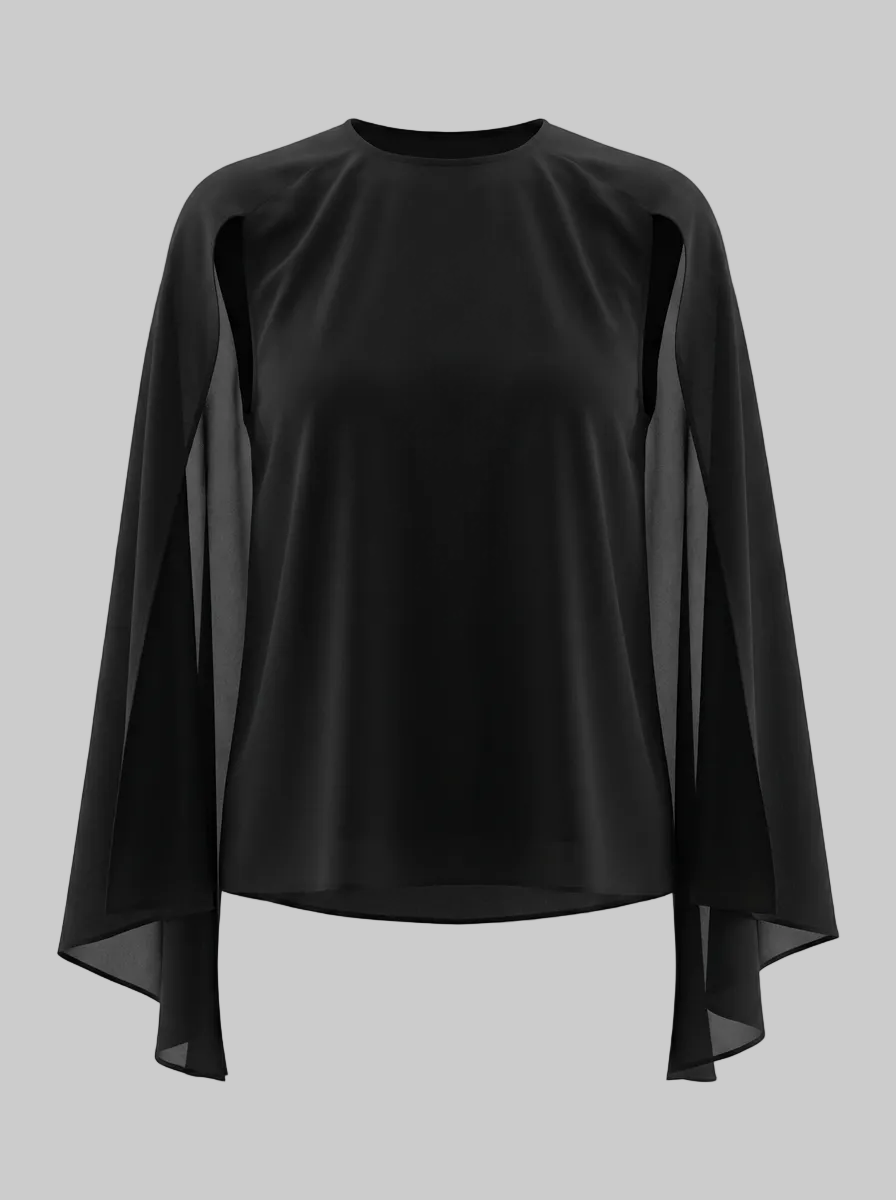 Chiffon Cape Sleeve – Elegant Batwing Overlay Blouse