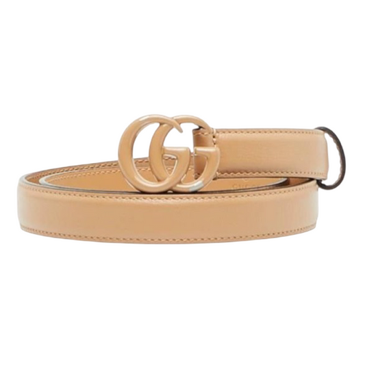 Gucci GG Marmont Leather Belt Beige Double G Buckle Size 70/28 – Previously Owned Good Condition | L’LUXE Authentic’s