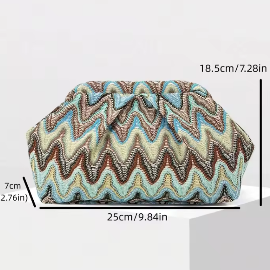European Resort Zigzag Jacquard Cloud Clutch (Generic)