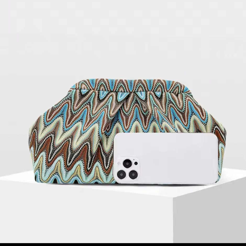 European Resort Zigzag Jacquard Cloud Clutch (Generic)