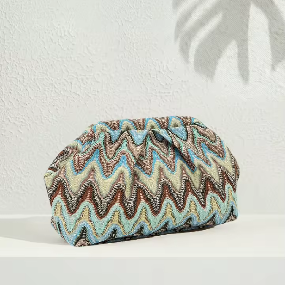 European Resort Zigzag Jacquard Cloud Clutch (Generic)