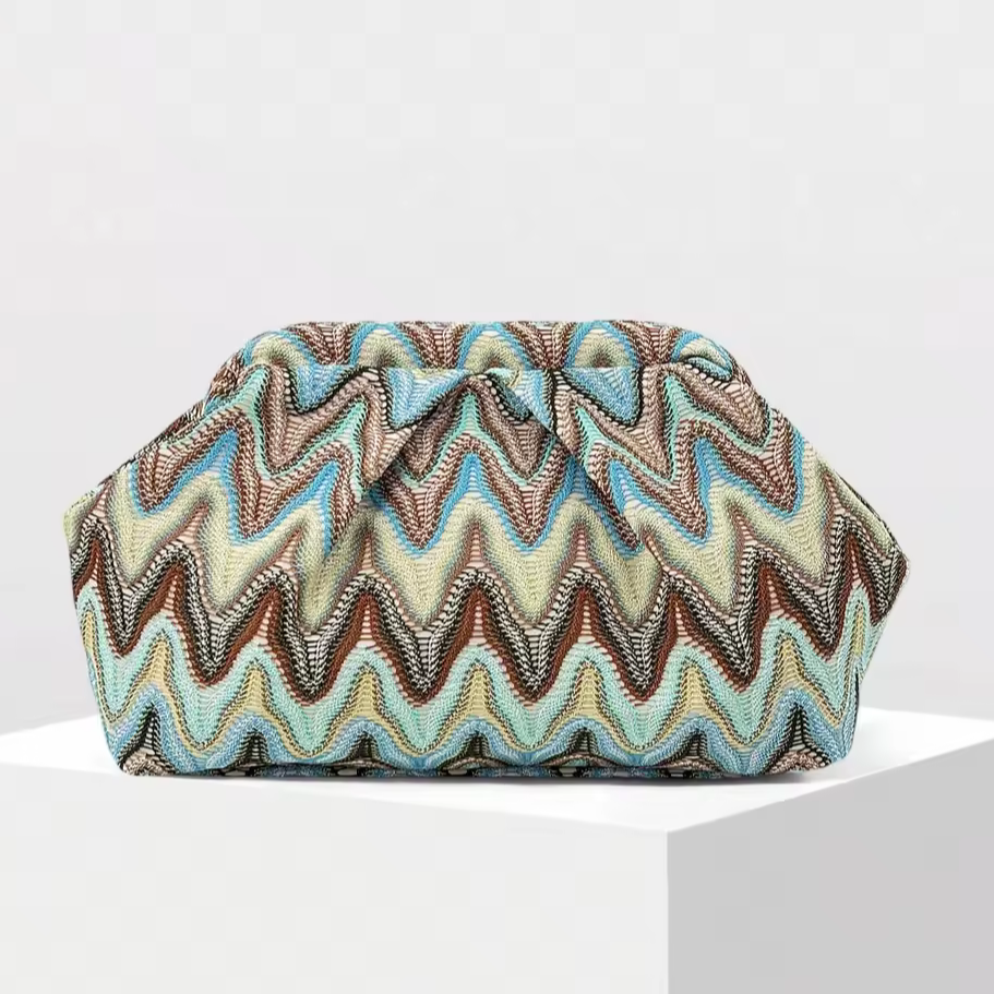 European Resort Zigzag Jacquard Cloud Clutch (Generic)