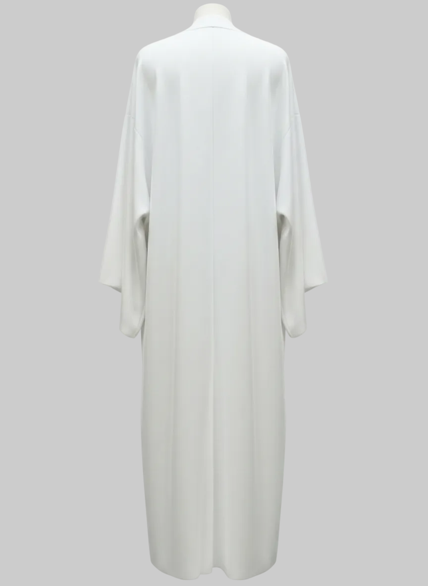 White Long Knit Open-Front Cardigan – Size M  – Lightweight Viscose Blend