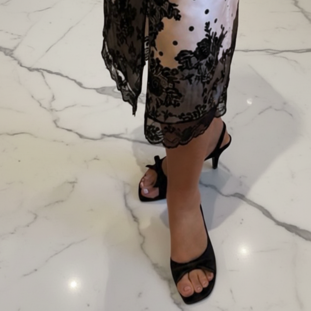 Square Head Satin Leather Bow Detail Slingback Stilettos Sandals *Editors Pick* Recommended