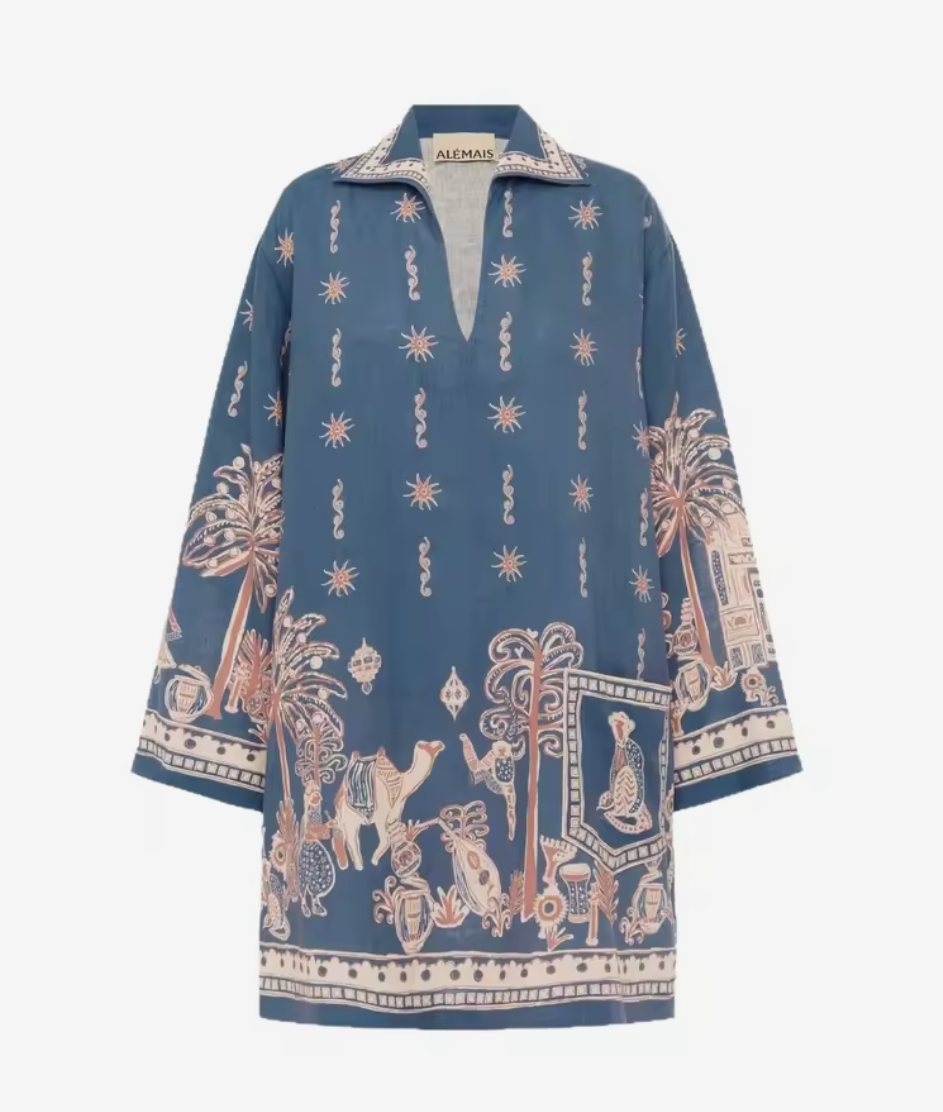 Blue Linen Tunic Dress