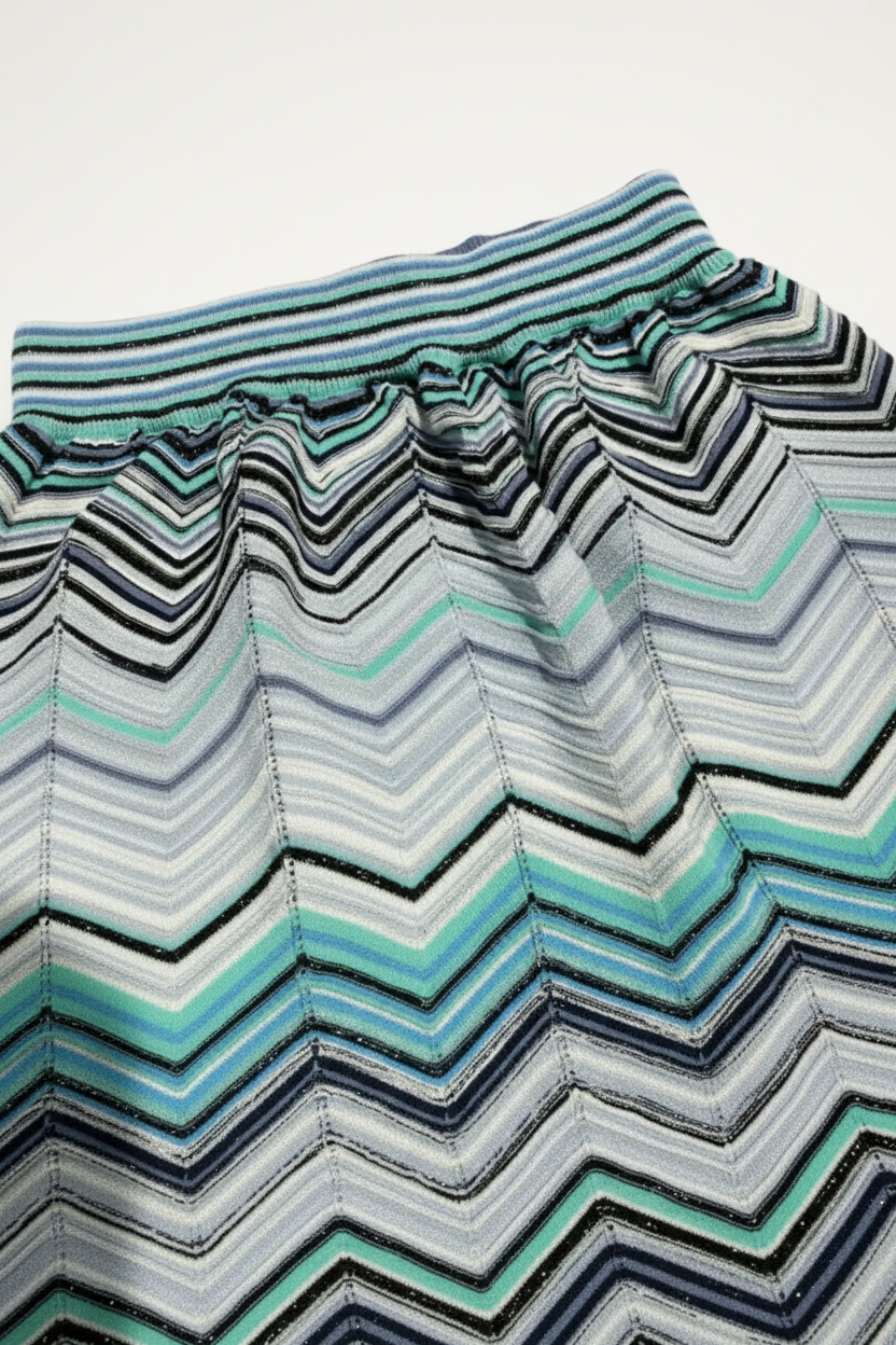 Blue Chevron Knit Sleeveless Top & Wide Leg Pants  Matching Set