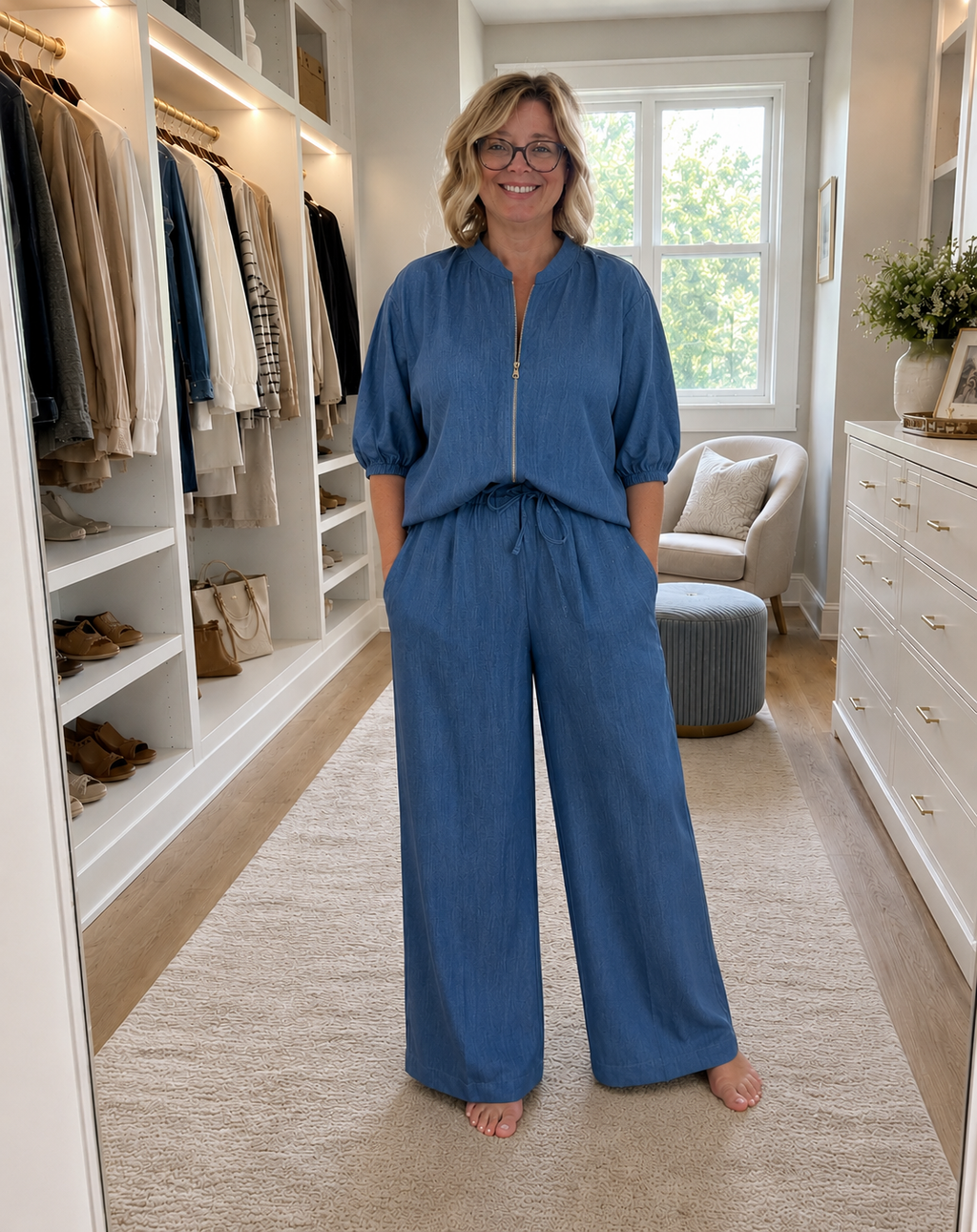 Solid Wide-Leg 2-Piece Pant Set -Editor’s Pick