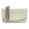 Chanel White Caviar Métiers d’Art Coco Mark Chain Wallet Authentic Previously Owned