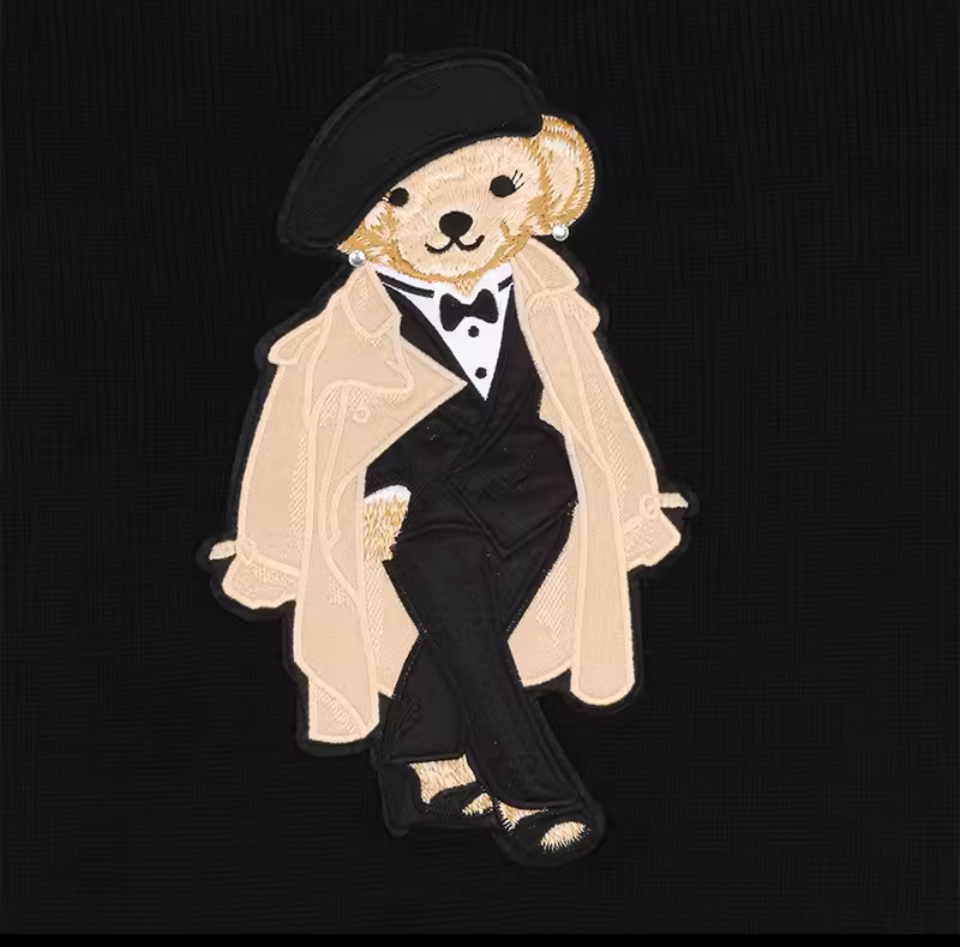 Luxury Bear Motif Knit
Sweater for Women - Black
Long-Sleeve Pullover, Winter Statement Knitwear