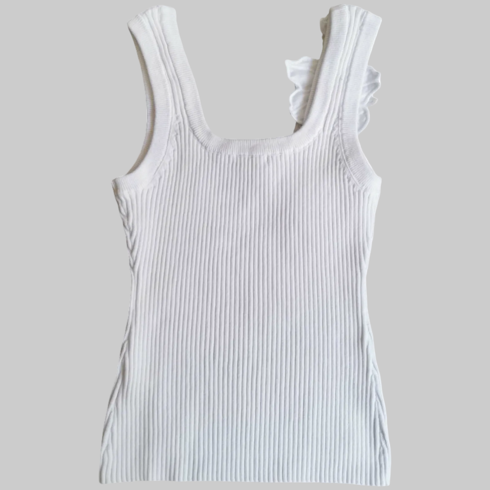 Ribbed Floral Appliqué Knit Tank