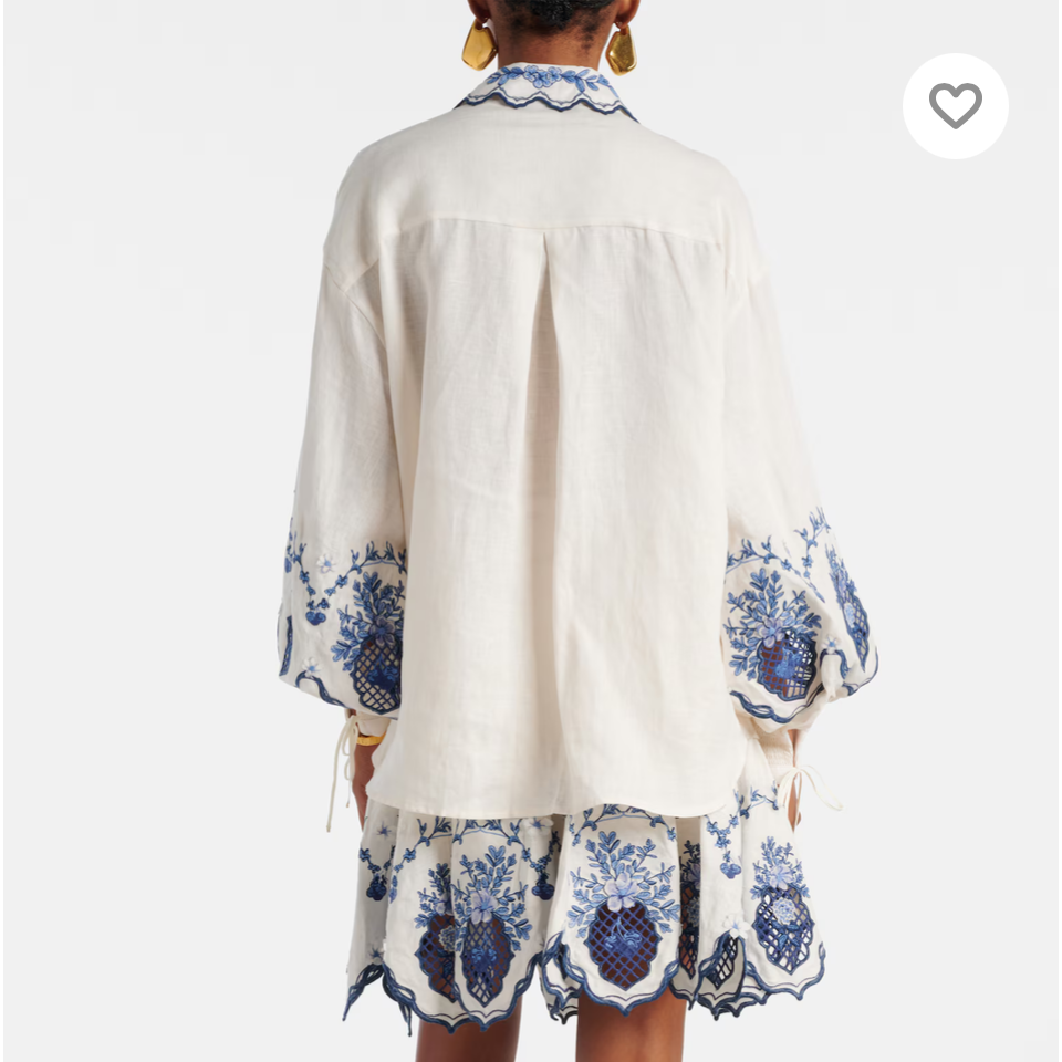 Floral Embroidered Two-Piece Shirt and Skirt Set Sold Separately