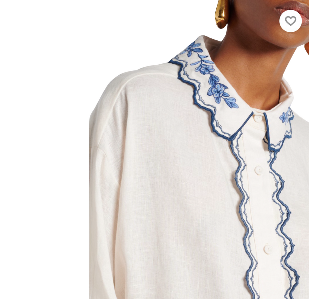 Floral Embroidered Two-Piece Shirt and Skirt Set Sold Separately