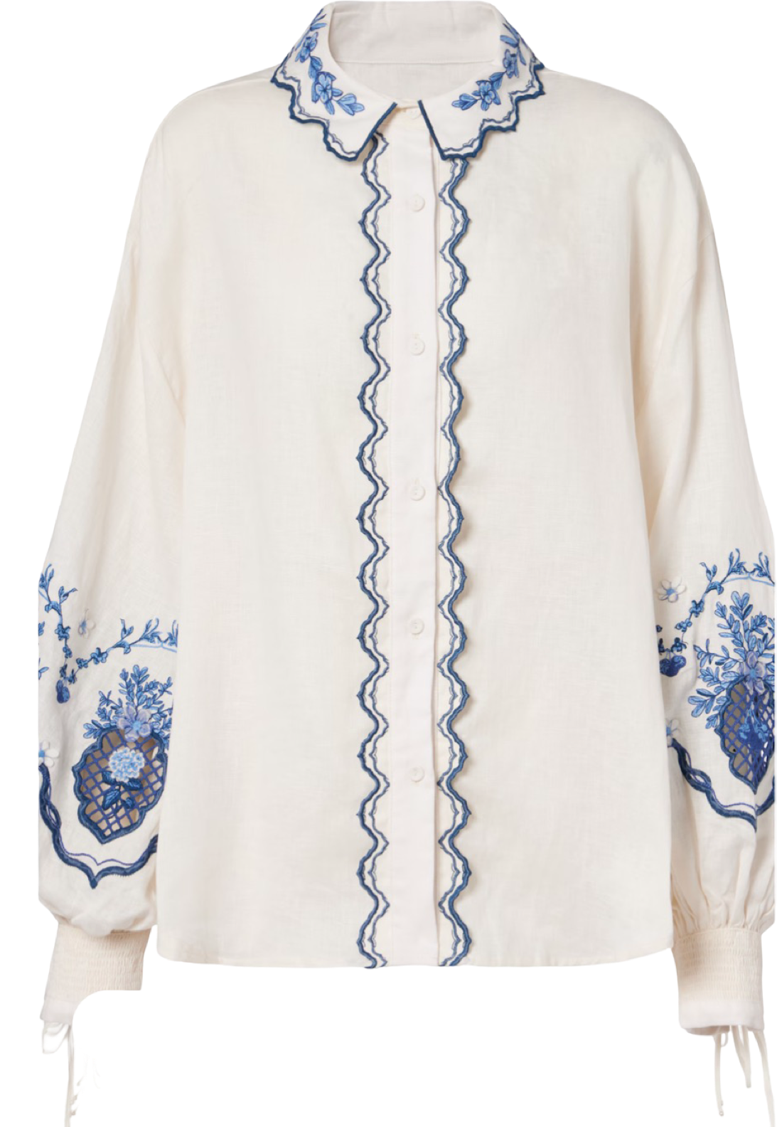Floral Embroidered Two-Piece Shirt and Skirt Set Sold Separately