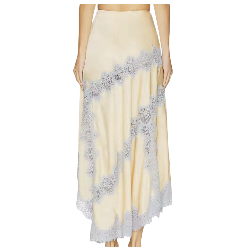 Satin Lace Two-Piece Set - Blue Embroidered Camisole & Maxi Skirt - Elegant Summer
Matching Outfit