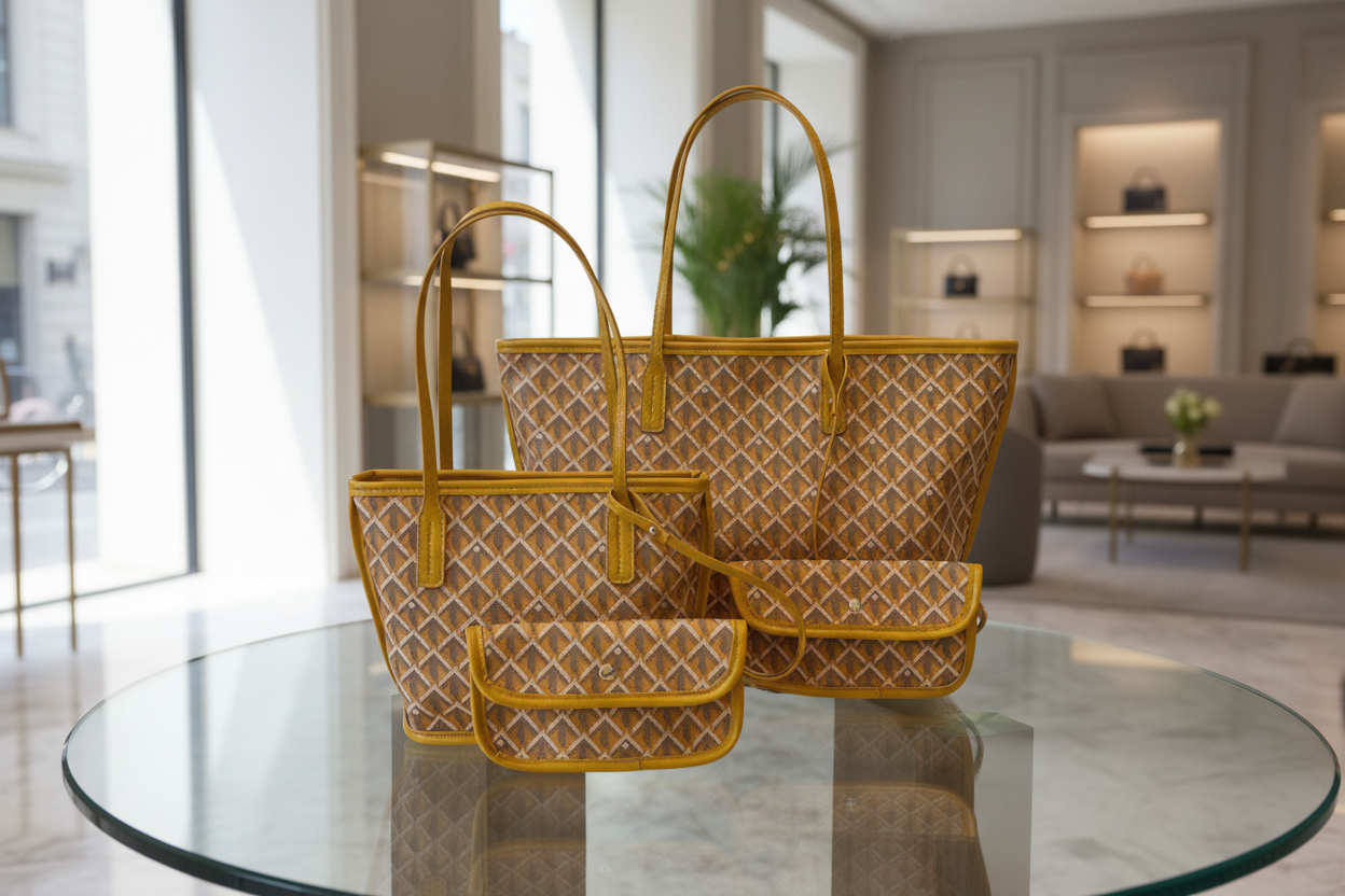 Classic Geometric Tote Bag Set – Large & Small – Lightweight Versatile Travel Tote Shoulder Carryall, Beach , Gym