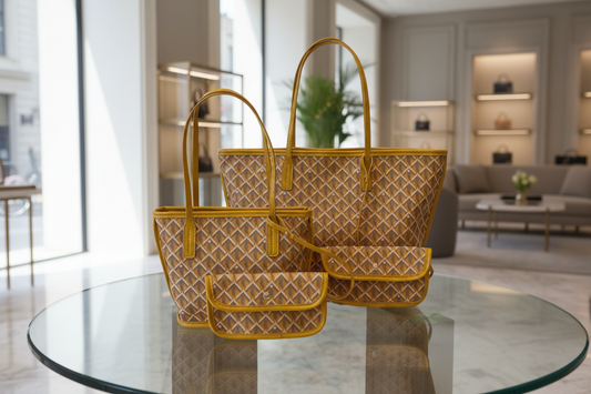 Classic Geometric Tote Bag Set – Large & Small – Lightweight Versatile Travel Tote Shoulder Carryall, Beach , Gym