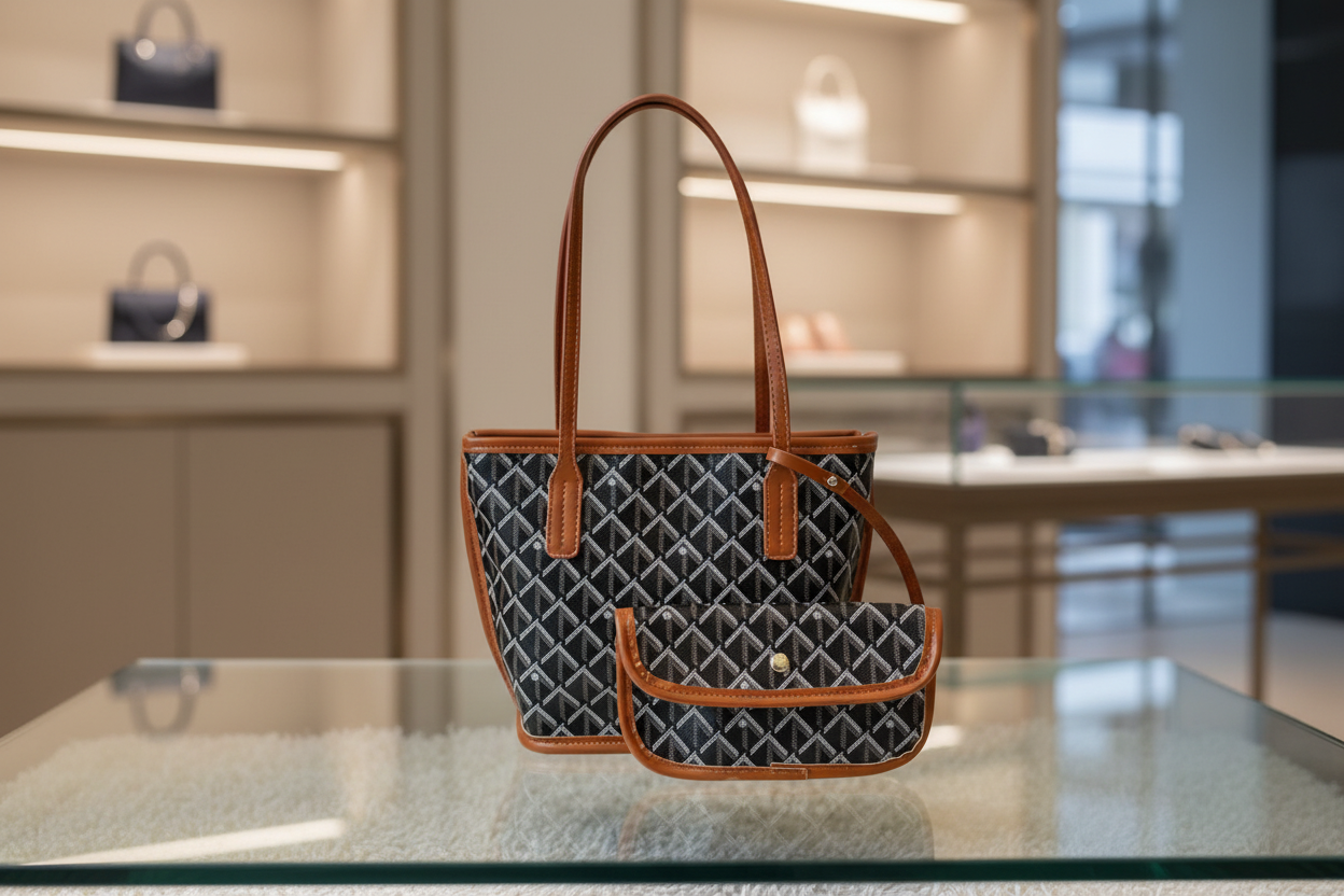 Classic Geometric Tote Bag Set – Large & Small – Lightweight Versatile Travel Tote Shoulder Carryall, Beach , Gym