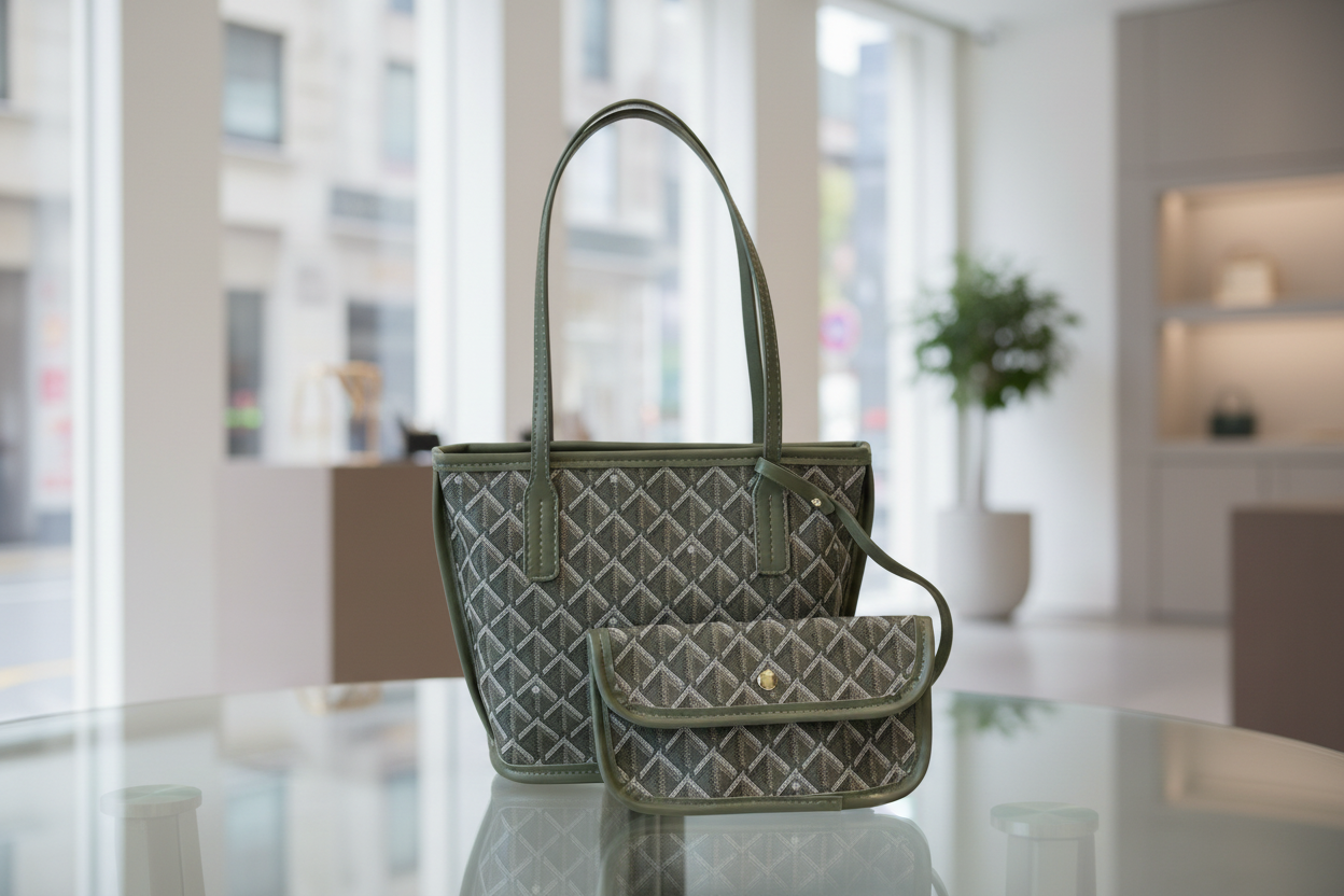 Classic Geometric Tote Bag Set – Large & Small – Lightweight Versatile Travel Tote Shoulder Carryall, Beach , Gym