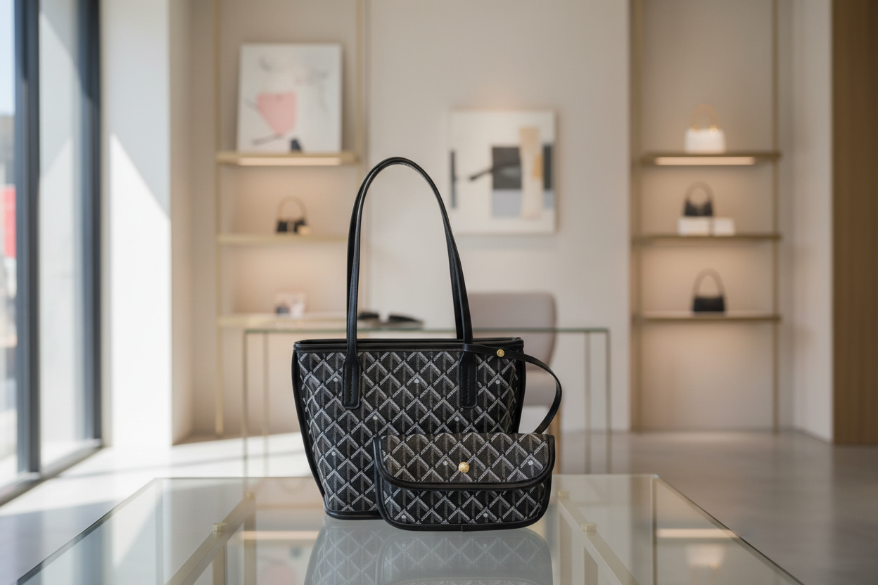 Classic Geometric Tote Bag Set – Large & Small – Lightweight Versatile Travel Tote Shoulder Carryall, Beach , Gym