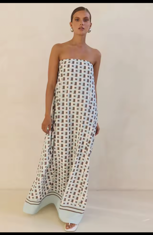 Strapless Printed Maxi Dress – Tube Top Special Occasion - Vacation Dress – Flowy Resort wear