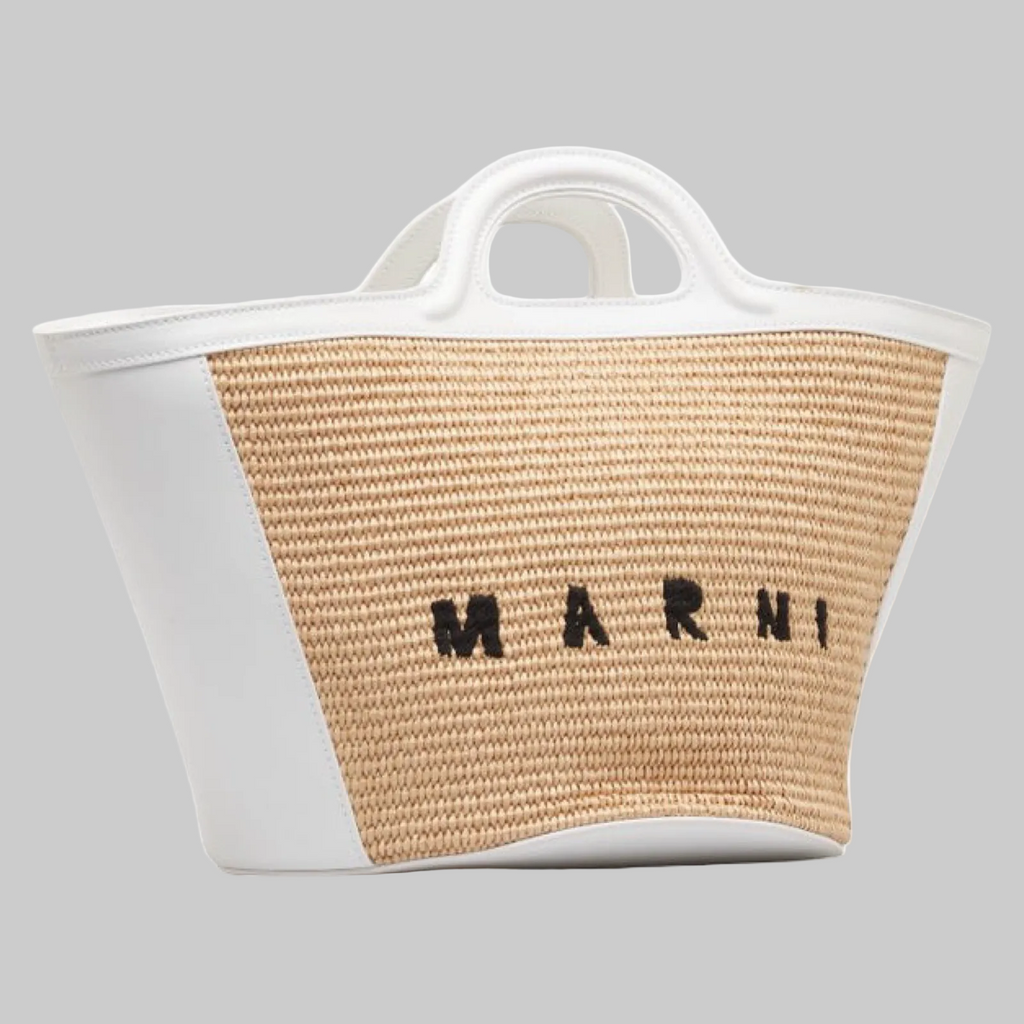 Marni Tropicalia 2-Way Raffia & Leather Bag Previously Owned Authentic