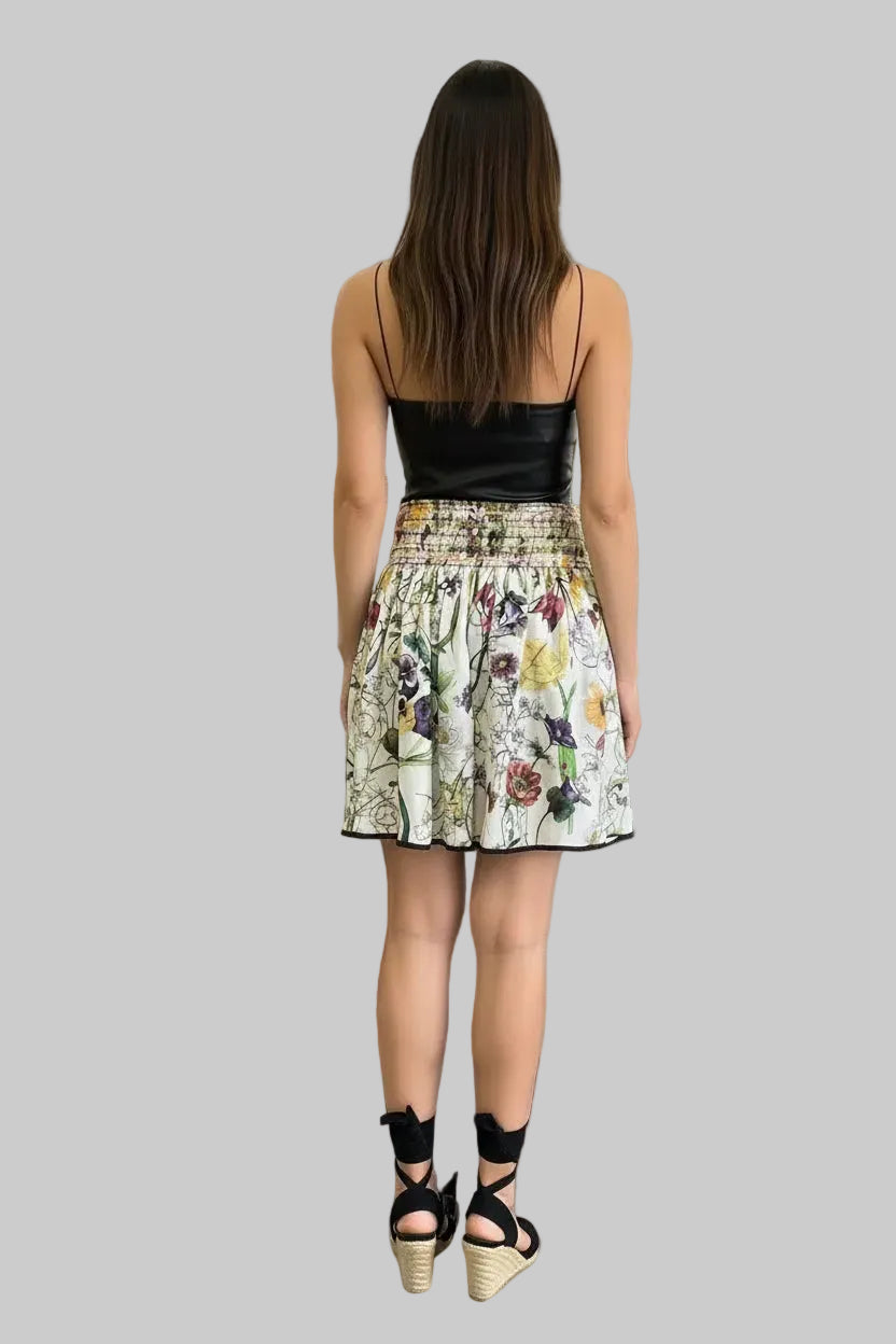 Gucci Floral Silk Skirt – Beige Botanical Print – Ladies – 100% Authentic Pre-Owned