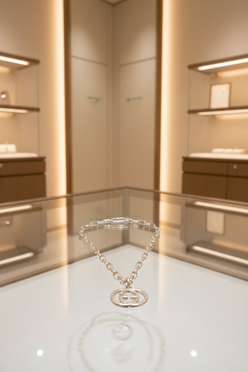 Gucci Interlocking GG Bracelet – SV925 Silver Chain – Ladies – 100% Authentic Previously Owned