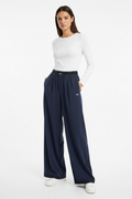 High-Waist Straight-Leg  – Soft Stretch Full-Length Casual Trousers