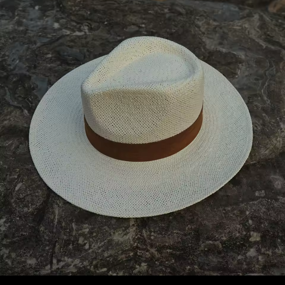 Woven Panama Straw Fedora hat