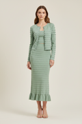 Three-Piece Knit Cardigan Camisole & Midi Skirt Set
