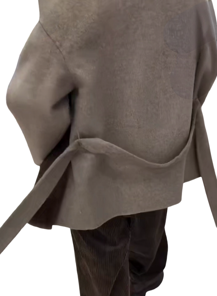 Faux Fur Patchwork Wool-Blend Belted Jacket