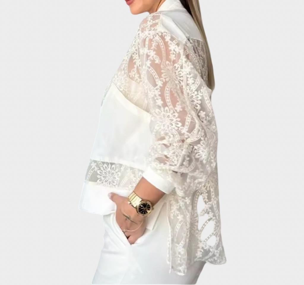 Sheer Floral Lace Zip-Up Bomber Jacket