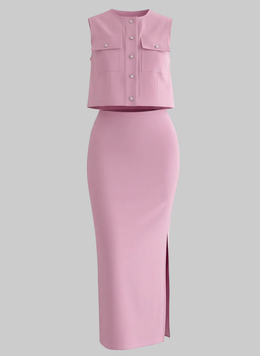 Sleeveless Two-Piece Midi Skirt Set | L’LUXE Matching Sets
