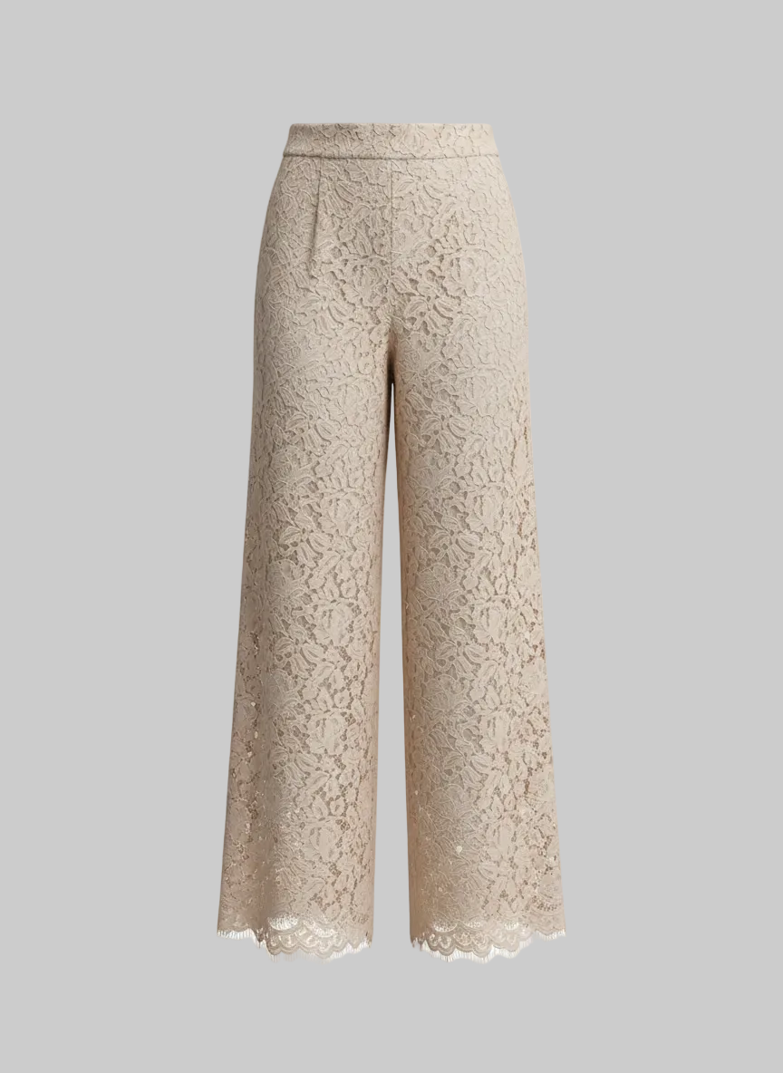Wide Leg Lace Trousers High Waist Cropped pants