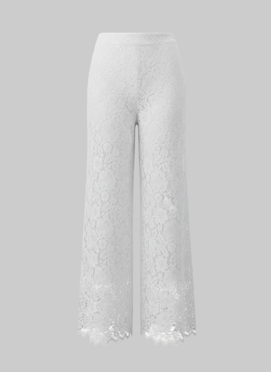Wide Leg Lace Trousers High Waist Cropped pants