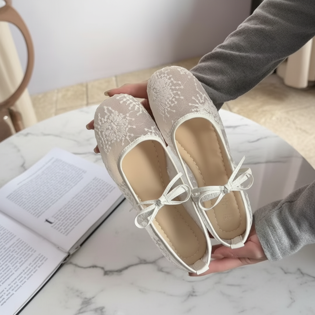 Lace Mesh Mary Jane Flats
