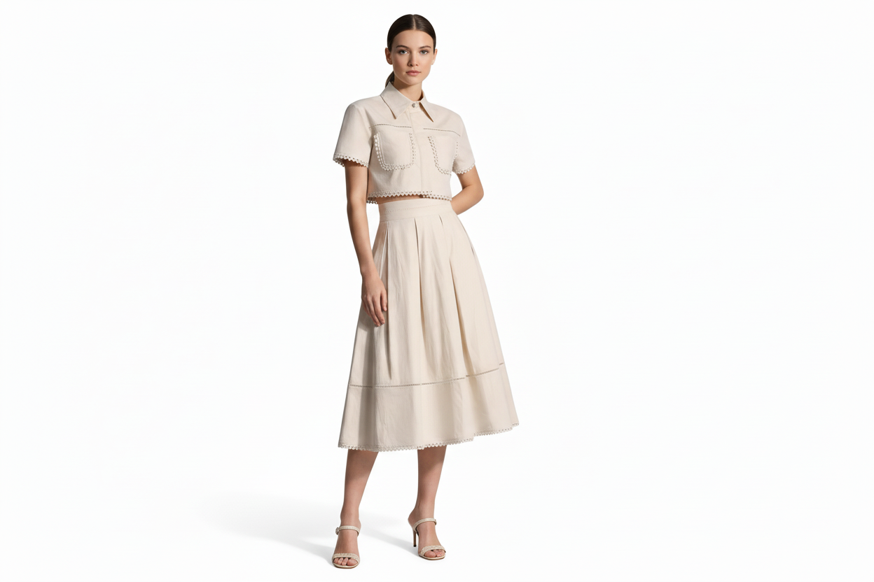 A-Lined Skirt & Lapel Top