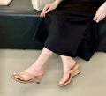 Wedge heel thong slides