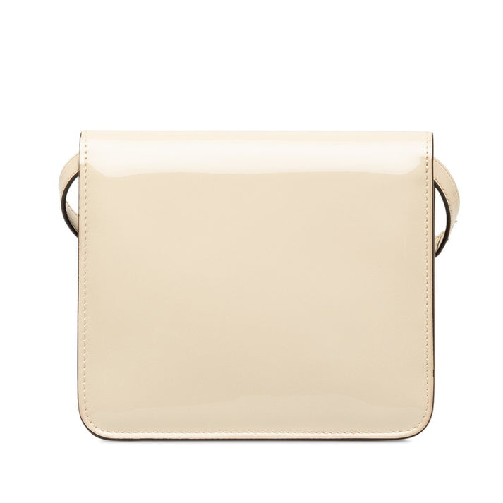 Fendi Calligraphy Patent Leather Shoulder Bag Cream Previously Owned Authentic