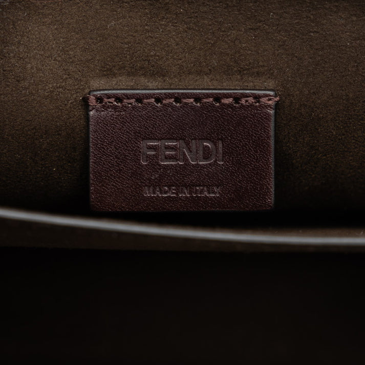 Fendi Calligraphy Patent Leather Shoulder Bag Cream Previously Owned Authentic