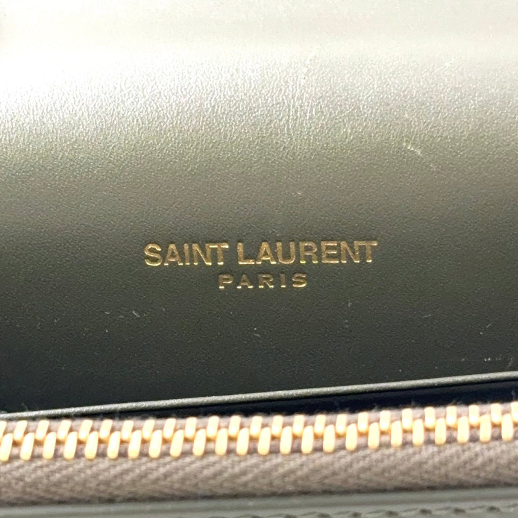 Saint Laurent Kate Chain Wallet Khaki Green Leather Gold – Previously Owned Authentic