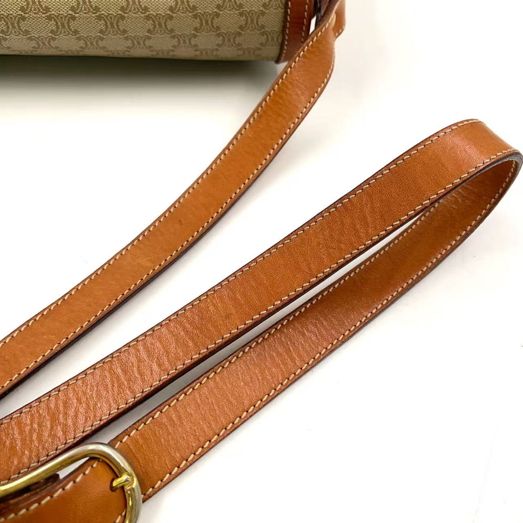 Celine Macadam Pattern Shoulder Bag Beige Coated Canvas Previously Owned Authentic