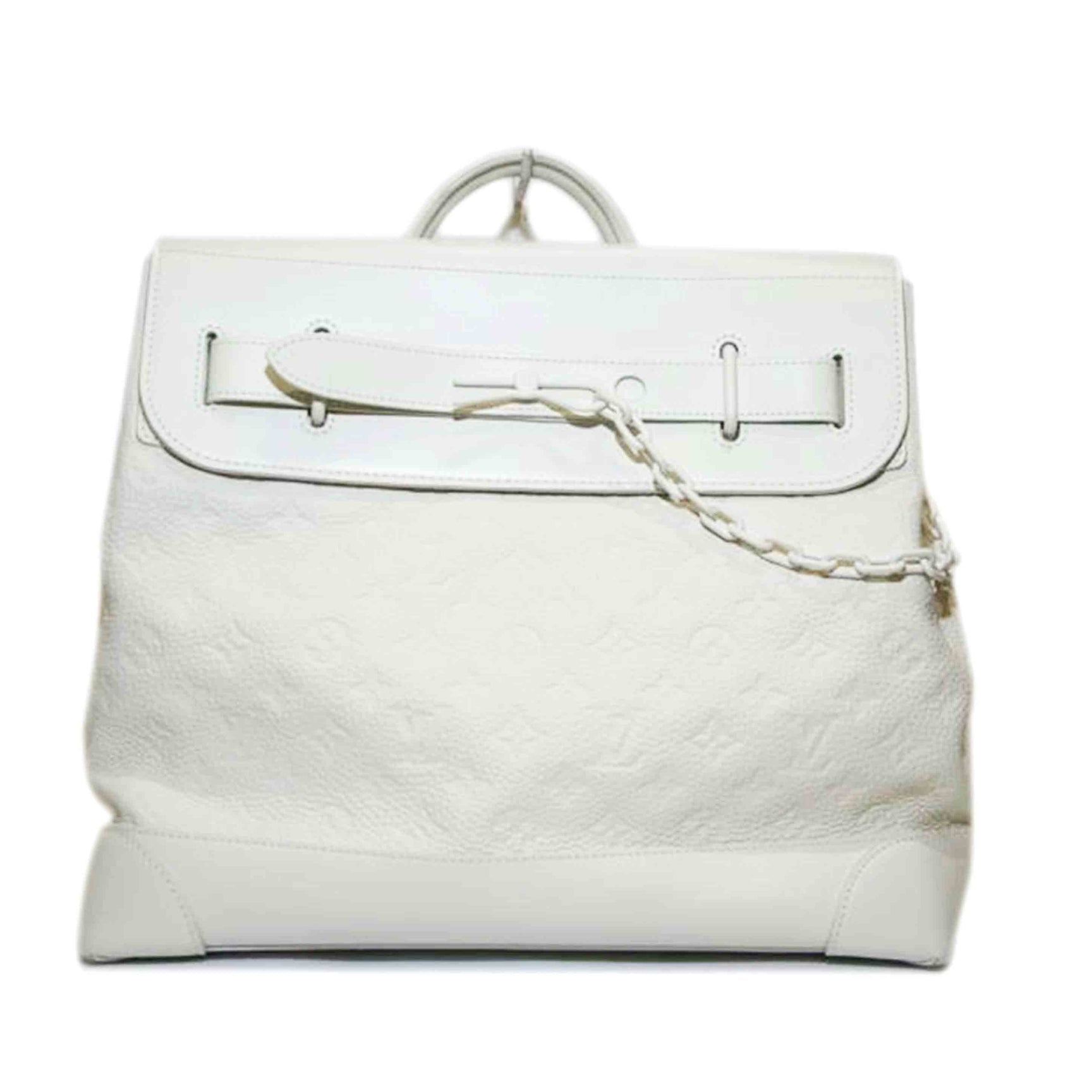 Louis Vuitton Steamer PM Monogram Leather White Previously Owned Authentic